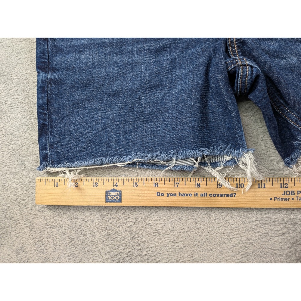 American Eagle Relaxed Denim Shorts Dark Wash Frayed Hem Strigid Womens Size 4 - Picture 10 of 12
